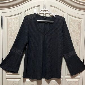 Lucky Brand Bell Sleeve Gray Top NWOT - 1X